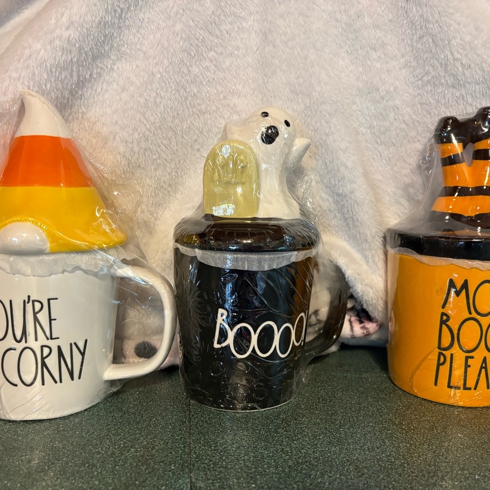 Halloween Themed Mugs Set of three 14 oz each.